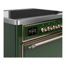 ILVE Majestic III 36-Inch Induction Range with 6 Induction Elements and Solid Door Electric Oven in Emerald Green with Copper Trim (UMIB36QNR3EGP)