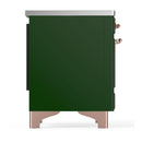 ILVE Majestic III 36-Inch Induction Range with 6 Induction Elements and Solid Door Electric Oven in Emerald Green with Copper Trim (UMIB36QNR3EGP)