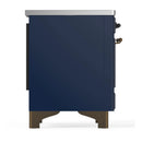 ILVE Majestic III 36-Inch Induction Range with 6 Induction Elements and Solid Door Electric Oven in Mightnight Blue with Burnished Trim (UMIB36QNR3MBB)