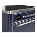 ILVE Majestic III 36-Inch Induction Range with 6 Induction Elements and Solid Door Electric Oven in Mightnight Blue with Chrome Trim (UMIB36QNR3MBC)