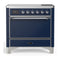 ILVE Majestic III 36-Inch Induction Range with 6 Induction Elements and Solid Door Electric Oven in Mightnight Blue with Chrome Trim (UMIB36QNR3MBC)