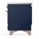 ILVE Majestic III 36-Inch Induction Range with 6 Induction Elements and Solid Door Electric Oven in Mightnight Blue with Copper Trim (UMIB36QNR3MBP)