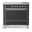 ILVE Majestic III 36-Inch Induction Range with 6 Induction Elements and Solid Door Electric Oven in Matte Graphite with Chrome Trim (UMIB36QNR3MGC)