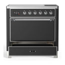 ILVE Majestic III 36-Inch Induction Range with 6 Induction Elements and Solid Door Electric Oven in Matte Graphite with Chrome Trim (UMIB36QNR3MGC)