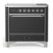 ILVE Majestic III 36-Inch Induction Range with 6 Induction Elements and Solid Door Electric Oven in Matte Graphite with Chrome Trim (UMIB36QNR3MGC)