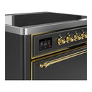 ILVE Majestic III 36-Inch Induction Range with 6 Induction Elements and Solid Door Electric Oven in Matte Graphite with Brass Trim (UMIB36QNR3MGG)