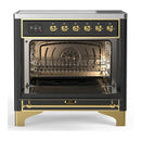 ILVE Majestic III 36-Inch Induction Range with 6 Induction Elements and Solid Door Electric Oven in Matte Graphite with Brass Trim (UMIB36QNR3MGG)