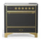 ILVE Majestic III 36-Inch Induction Range with 6 Induction Elements and Solid Door Electric Oven in Matte Graphite with Brass Trim (UMIB36QNR3MGG)