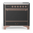 ILVE Majestic III 36-Inch Induction Range with 6 Induction Elements and Solid Door Electric Oven in Matte Graphite with Copper Trim (UMIB36QNR3MGP)