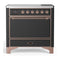 ILVE Majestic III 36-Inch Induction Range with 6 Induction Elements and Solid Door Electric Oven in Matte Graphite with Copper Trim (UMIB36QNR3MGP)