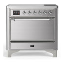 ILVE Majestic III 36-Inch Induction Range with 6 Induction Elements and Solid Door Electric Oven in Stainless Steel with Chrome Trim (UMIB36QNR3SSC)