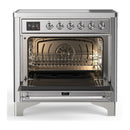 ILVE Majestic III 36-Inch Induction Range with 6 Induction Elements and Solid Door Electric Oven in Stainless Steel with Chrome Trim (UMIB36QNR3SSC)