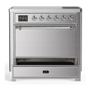 ILVE Majestic III 36-Inch Induction Range with 6 Induction Elements and Solid Door Electric Oven in Stainless Steel with Chrome Trim (UMIB36QNR3SSC)
