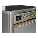 ILVE Majestic III 36-Inch Induction Range with 6 Induction Elements and Solid Door Electric Oven in Stainless Steel with Brass Trim (UMIB36QNR3SSG)