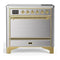 ILVE Majestic III 36-Inch Induction Range with 6 Induction Elements and Solid Door Electric Oven in Stainless Steel with Brass Trim (UMIB36QNR3SSG)