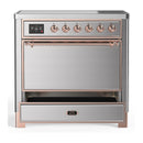 ILVE Majestic III 36-Inch Induction Range with 6 Induction Elements and Solid Door Electric Oven in Stainless Steel with Copper Trim (UMIB36QNR3SSP)