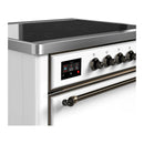 ILVE Majestic III 36-Inch Induction Range with 6 Induction Elements and Solid Door Electric Oven in White with Burnished Trim (UMIB36QNR3WHB)
