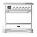 ILVE Majestic III 36-Inch Induction Range with 6 Induction Elements and Solid Door Electric Oven in White with Chrome Trim (UMIB36QNR3WHC)