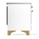 ILVE Majestic III 36-Inch Induction Range with 6 Induction Elements and Solid Door Electric Oven in White with Brass Trim (UMIB36QNR3WHG)