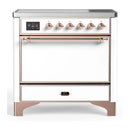 ILVE Majestic III 36-Inch Induction Range with 6 Induction Elements and Solid Door Electric Oven in White with Copper Trim (UMIB36QNR3WHP)