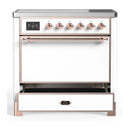 ILVE Majestic III 36-Inch Induction Range with 6 Induction Elements and Solid Door Electric Oven in White with Copper Trim (UMIB36QNR3WHP)