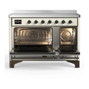 ILVE Majestic III 48-Inch Induction Range with 6 Induction Elements and Triple Glass Door Electric Oven in Antique White with Burnished Trim (UMIB48NR3AWB)
