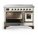ILVE Majestic III 48-Inch Induction Range with 6 Induction Elements and Triple Glass Door Electric Oven in Antique White with Burnished Trim (UMIB48NR3AWB)