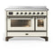 ILVE Majestic III 48-Inch Induction Range with 6 Induction Elements and Triple Glass Door Electric Oven in Antique White with Burnished Trim (UMIB48NR3AWB)
