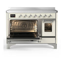 ILVE Majestic III 48-Inch Induction Range with 6 Induction Elements and Triple Glass Door Electric Oven in Antique White with Chrome Trim (UMIB48NR3AWC)