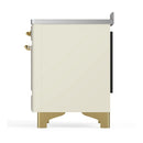 ILVE Majestic III 48-Inch Induction Range with 6 Induction Elements and Triple Glass Door Electric Oven in Antique White with Brass Trim (UMIB48NR3AWG)