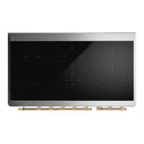ILVE Majestic III 48-Inch Induction Range with 6 Induction Elements and Triple Glass Door Electric Oven in Antique White with Brass Trim (UMIB48NR3AWG)