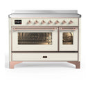 ILVE Majestic III 48-Inch Induction Range with 6 Induction Elements and Triple Glass Door Electric Oven in Antique White with Copper Trim (UMIB48NR3AWP)