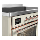 ILVE Majestic III 48-Inch Induction Range with 6 Induction Elements and Triple Glass Door Electric Oven in Antique White with Copper Trim (UMIB48NR3AWP)