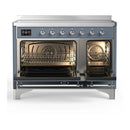 ILVE Majestic III 48-Inch Induction Range with 6 Induction Elements and Triple Glass Door Electric Oven in Blue Grey with Chrome Trim (UMIB48NR3BGC)