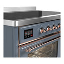 ILVE Majestic III 48-Inch Induction Range with 6 Induction Elements and Triple Glass Door Electric Oven in Blue Grey with Copper Trim (UMIB48NR3BGP)