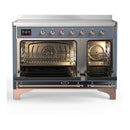 ILVE Majestic III 48-Inch Induction Range with 6 Induction Elements and Triple Glass Door Electric Oven in Blue Grey with Copper Trim (UMIB48NR3BGP)