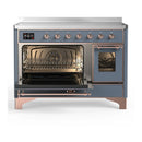 ILVE Majestic III 48-Inch Induction Range with 6 Induction Elements and Triple Glass Door Electric Oven in Blue Grey with Copper Trim (UMIB48NR3BGP)