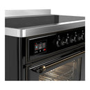 ILVE Majestic III 48-Inch Induction Range with 6 Induction Elements and Triple Glass Door Electric Oven in Glossy Black with Burnished Trim (UMIB48NR3BKB)
