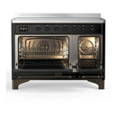 ILVE Majestic III 48-Inch Induction Range with 6 Induction Elements and Triple Glass Door Electric Oven in Glossy Black with Burnished Trim (UMIB48NR3BKB)