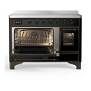 ILVE Majestic III 48-Inch Induction Range with 6 Induction Elements and Triple Glass Door Electric Oven in Glossy Black with Burnished Trim (UMIB48NR3BKB)