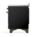 ILVE Majestic III 48-Inch Induction Range with 6 Induction Elements and Triple Glass Door Electric Oven in Glossy Black with Burnished Trim (UMIB48NR3BKB)