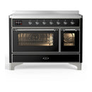 ILVE Majestic III 48-Inch Induction Range with 6 Induction Elements and Triple Glass Door Electric Oven in Glossy Black with Chrome Trim (UMIB48NR3BKC)