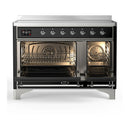 ILVE Majestic III 48-Inch Induction Range with 6 Induction Elements and Triple Glass Door Electric Oven in Glossy Black with Chrome Trim (UMIB48NR3BKC)
