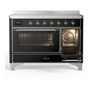 ILVE Majestic III 48-Inch Induction Range with 6 Induction Elements and Triple Glass Door Electric Oven in Glossy Black with Chrome Trim (UMIB48NR3BKC)