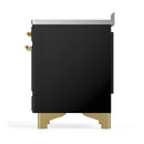 ILVE Majestic III 48-Inch Induction Range with 6 Induction Elements and Triple Glass Door Electric Oven in Glossy Black with Brass Trim (UMIB48NR3BKG)