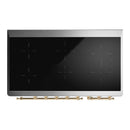 ILVE Majestic III 48-Inch Induction Range with 6 Induction Elements and Triple Glass Door Electric Oven in Glossy Black with Brass Trim (UMIB48NR3BKG)