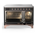 ILVE Majestic III 48-Inch Induction Range with 6 Induction Elements and Triple Glass Door Electric Oven in Glossy Black with Copper Trim (UMIB48NR3BKP)