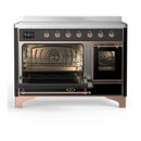 ILVE Majestic III 48-Inch Induction Range with 6 Induction Elements and Triple Glass Door Electric Oven in Glossy Black with Copper Trim (UMIB48NR3BKP)