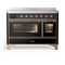 ILVE Majestic III 48-Inch Induction Range with 6 Induction Elements and Triple Glass Door Electric Oven in Glossy Black with Copper Trim (UMIB48NR3BKP)