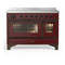 ILVE Majestic III 48-Inch Induction Range with 6 Induction Elements and Triple Glass Door Electric Oven in Burgundy with Burnished Trim (UMIB48NR3BUB)